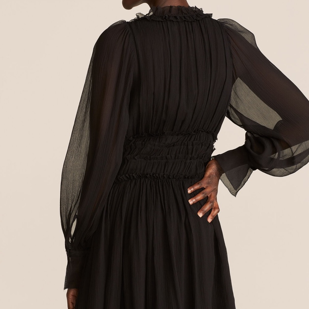 Rebecca Taylor Black Silk Chiffon Dress- Size 10 - Picture 3 of 5